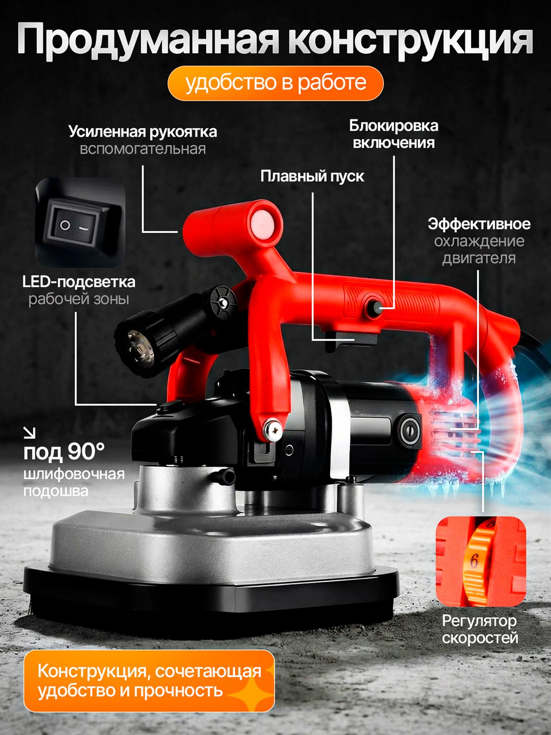 Шлифовальная машина по бетону VESKAR 3600 Вт — фото 5